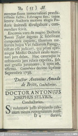 Doctor Antonius Josephus Sylvius, Conductarius