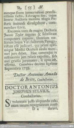 Doctor Antonius Josephus Sylvius, Conductarius