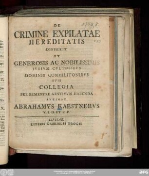 De Crimine Expilatae Hereditatis