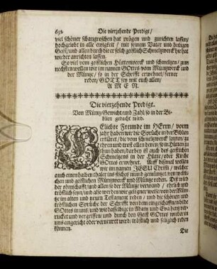 Die vierzehende Predigt. Von Müntz, Gewicht, und Zahl, so in der Biblien gedacht wird.