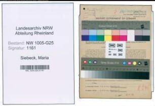 Entnazifizierung Maria Siebeck , geb. 12.08.1900 (Kauffrau)