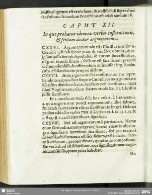 Caput XII. In quo probatur idem ex verbis institutionis, & sextum dicitur argumentum