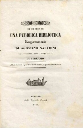 Del modo di ordinare una pubblica biblioteca ragionamento