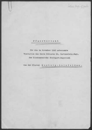 Musberg-Leinfelden mit Oberaichen bzw. Unteraichen: Pfarrbericht 1942