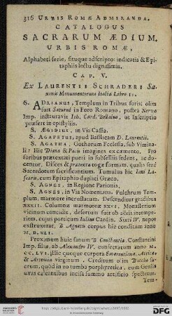 Catalogus sacrarum ædium, urbis Romæ