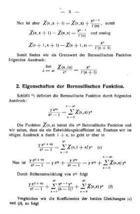 2. Eigenschaften der Bernoullischen Funktion.