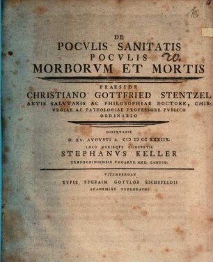 De poculis sanitatis, poculis morborum et mortis