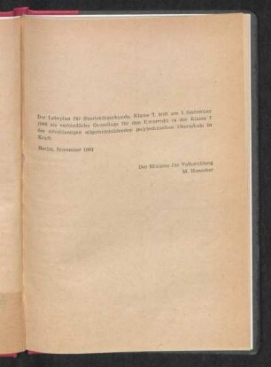 Der Lehrplan für Staatsbürgerkunde, Klasse 7 ...