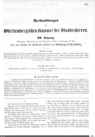 33. Sitzung, Stuttgart, 21.11.1888