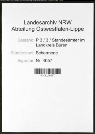 Sterberegister Standesamt Scharmede