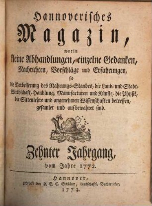 Hannoverisches Magazin, 10. 1772