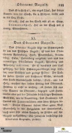 XI. Das Oberamt Nagold