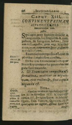 Caput XIII. Continens Primam Appendicem De Enunciationibus compositis.