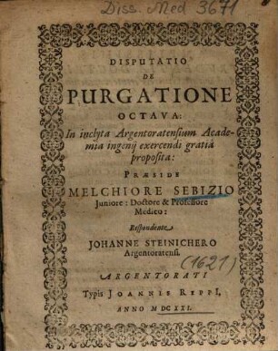 Disputatio De Purgatione Octava