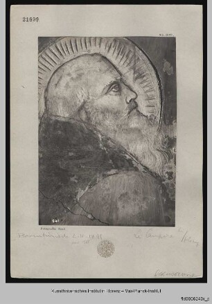 Freskenzyklus mit Szenen aus der Vita des heiligen Antonius : Antonius kniet vor dem Eremiten Paulus