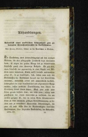 Ueberblick eines praktischen Lehrganges zum gesammten Sprachunterrichte in Volksschulen