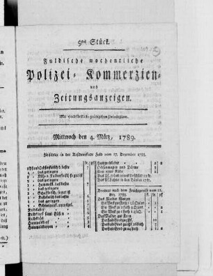 9tes Stück., Ausgabe vom 4. März 1789