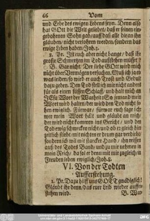 VI. Von der Todten Aufferstehung.