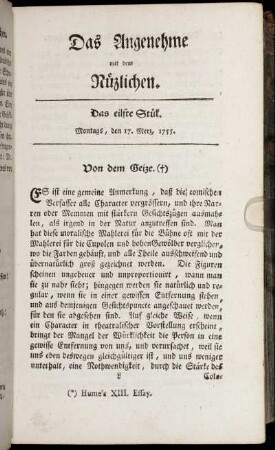 Das eilfte Stück. Montags, den 17. Merz, 1755.