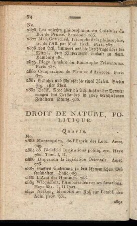 Droit de Nature, Politique