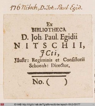 Exlibris des Joh. Paul Egidius Nitsch