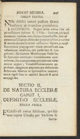 Sectio II. [Titulus II.] De Natura Ecclesiae
