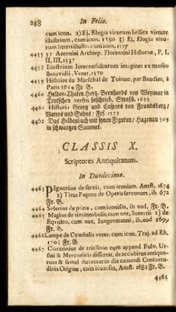 Classis X. Antiquitates