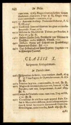 Classis X. Antiquitates