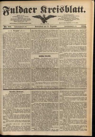 Ausgabe vom Samstag, den 31. Dezember 1904.