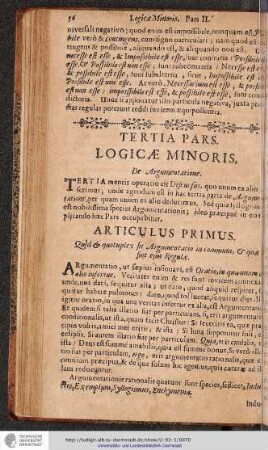 TERTIA PARS. LOGICAE MINORIS.