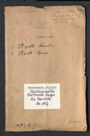 Angeklagter: Bock, Karoline, geb. Borger; Angeklagter: Bock, Therese, geb. Görtz: Landfriedensbruch (Plünderungen usw. in Hamm am 3.- 4.7.1919)