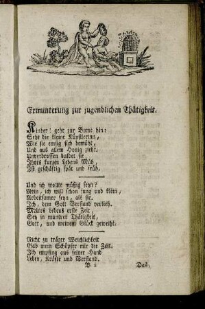 Ermunterung zur jugendlichen Thätigkeit. - Der Bettler.