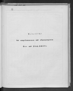 Uebersicht der angekommenen und abgegangenen See- und Fluß-Schiffe.