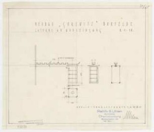 Landhaus Gurewitz, Berlin-Spandau: Laterne am Hauseingang Ansicht, Draufsicht, Detail 1:10