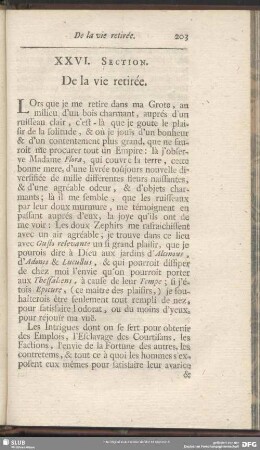 XXVI. Section. De la vie retirée
