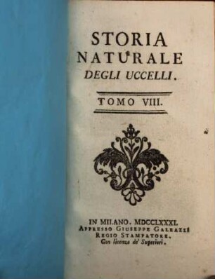 Storia Naturale Degli Uccelli. 8