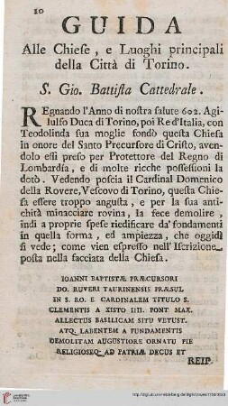 Guida alle chiese, e luoghi principali della città di Torino