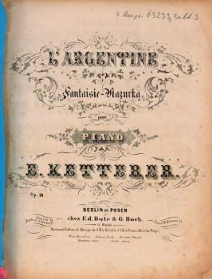 L' argentine : fantaisie-mazurka pour piano ; op. 21