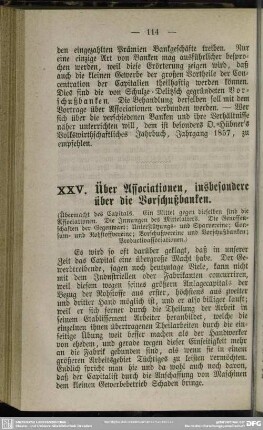 XXV. Über Associationen, insbesondere über die Vorschußbanken