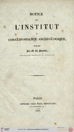 Notice sur l'Institut de Correspondance Archéologique