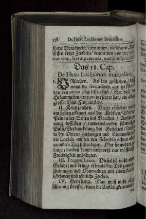 Das 18. Cap. De Fluxu Lochiorum Immodico.