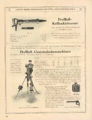 Preßluft-Keillochhämmer ; Preßluft-Gesteinsbohrmaschinen