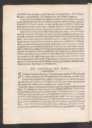 De Scholis Et Universitatibus.