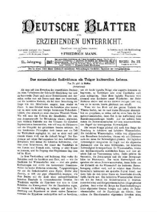 Das menschliche Individuum als Träger kulturellen Lebens : (Fortsetzung)