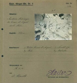 Foto feindlicher Stellungen bei Le Creux d'Argent und La Beu (Luftbild)