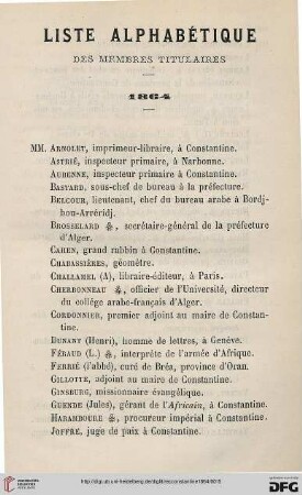 Liste alphabétique des membres titulaires