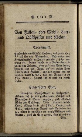 Von Fasten- oder Mehl- Eyer- und Obstspeisen und Koechen