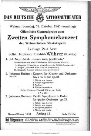 Öffentliche Generalprobe zum Zweiten Symphoniekonzert