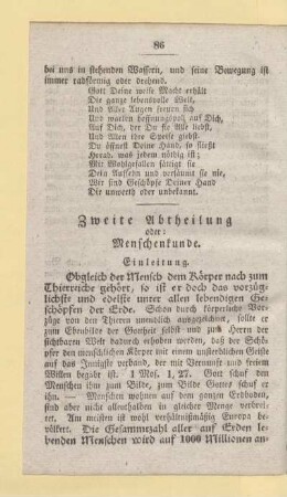 Zweite Abtheilung oder: Menschenkunde