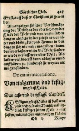 De carnis maceratione, Von mägerung und kestigung deß leibs. Das acht und dreyssigst Capittel.
